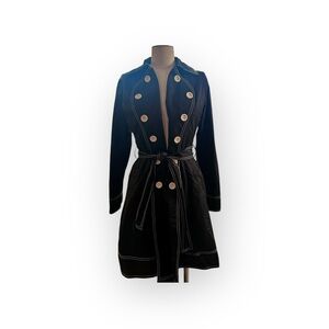 Laundry by Design Black Trench Coat with White Stitching